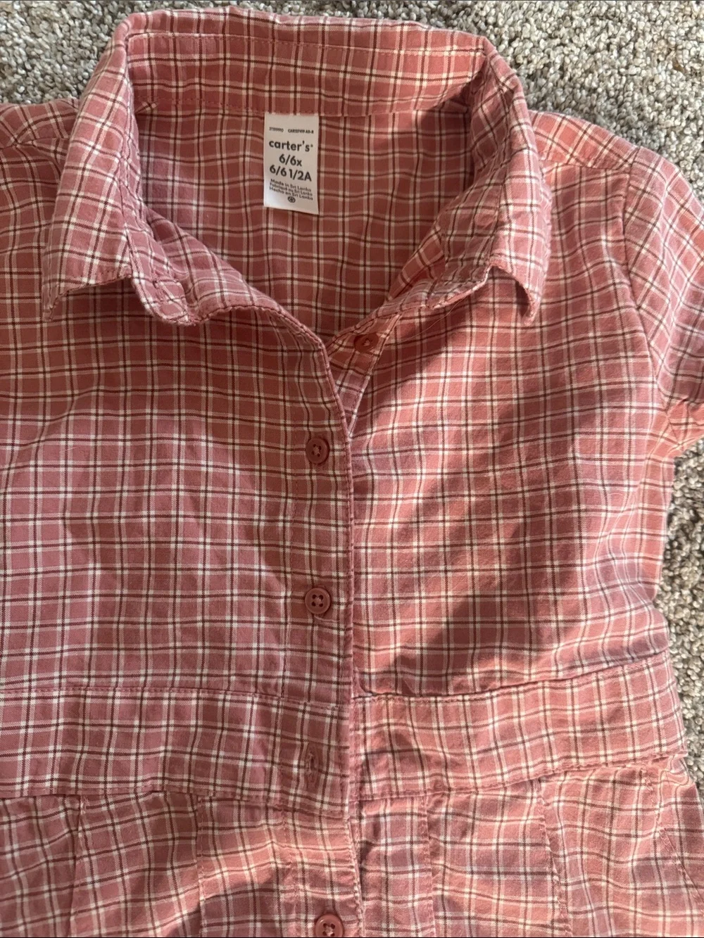 Button-Front Pink Plaid Shirt Dress